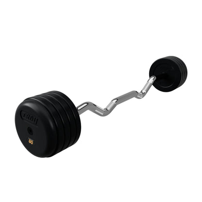 Troy Barbell RUFC Pro Style 80LB EZ Curl Rubber Encased Barbell on white background