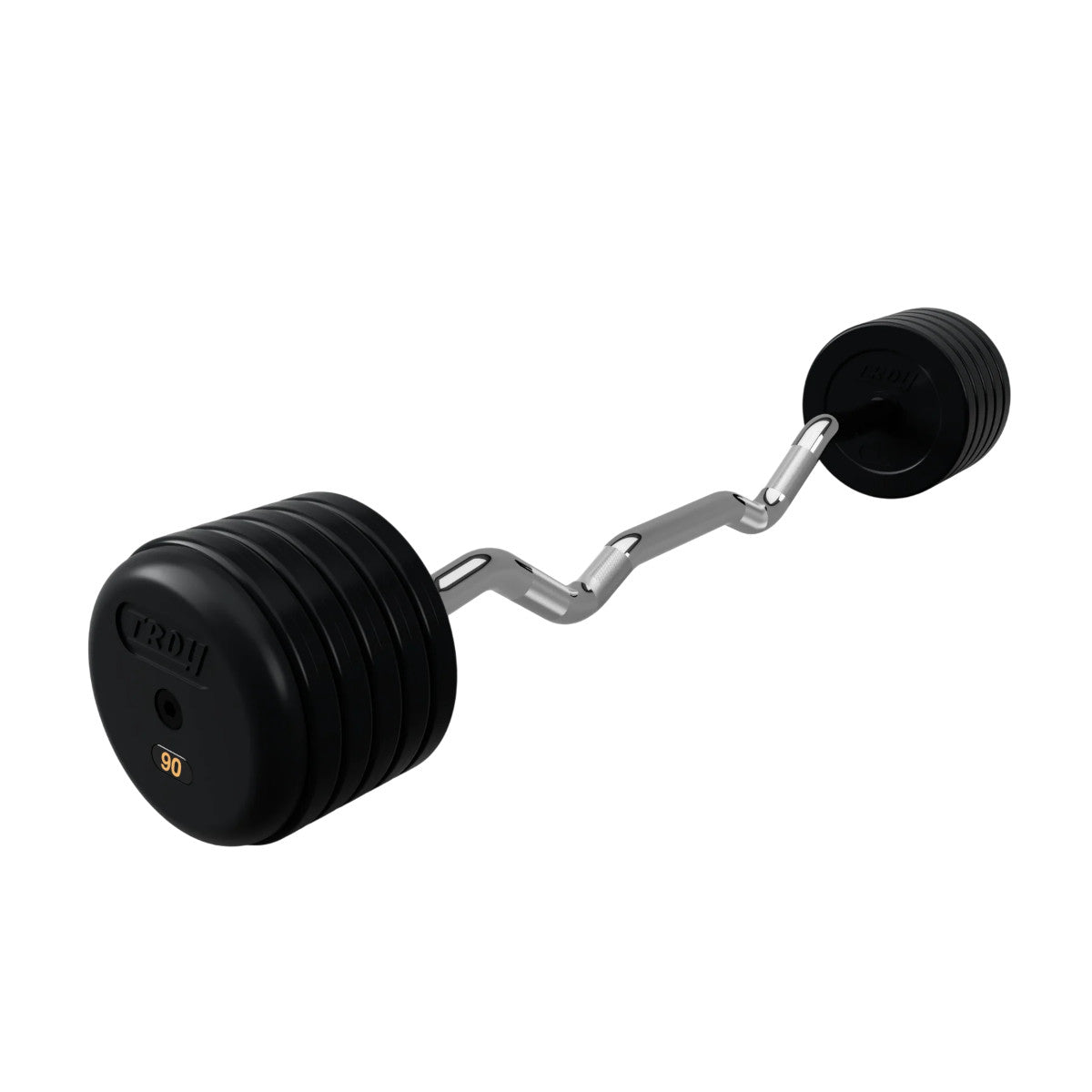 Troy Barbell RUFC Pro Style 90LB EZ Curl Rubber Encased Barbell on white background