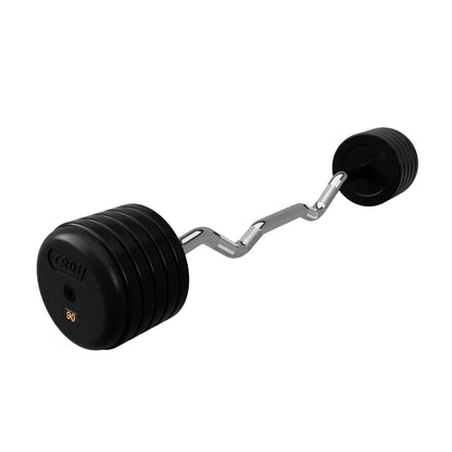 Troy Barbell RUFC Pro Style 90LB EZ Curl Rubber Encased Barbell on white background