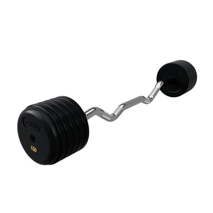 Troy Barbell RUFC Pro Style 100LB EZ Curl Rubber Encased Barbell on white background
