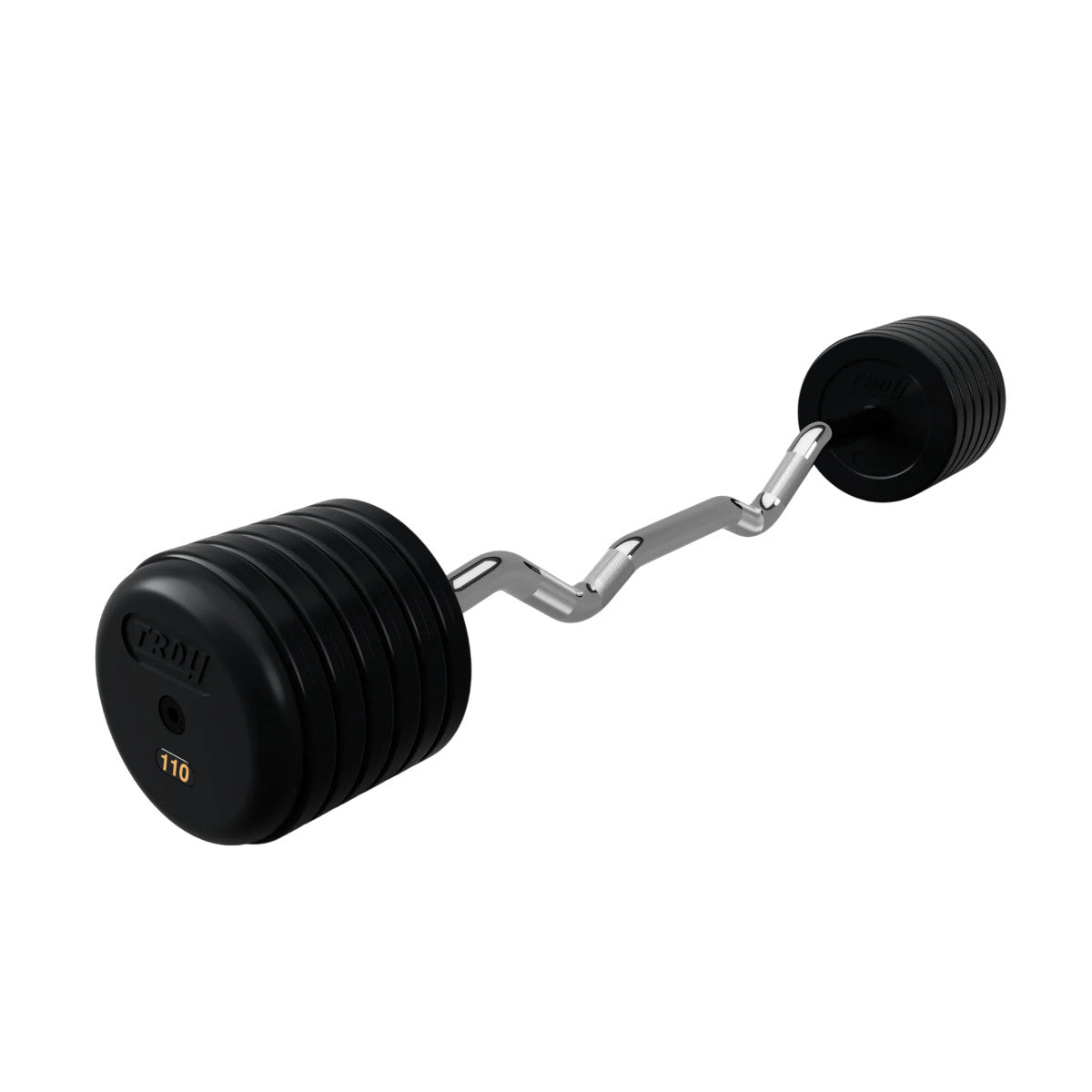 Troy Barbell RUFC Pro Style 110LB EZ Curl Rubber Encased Barbell on white background