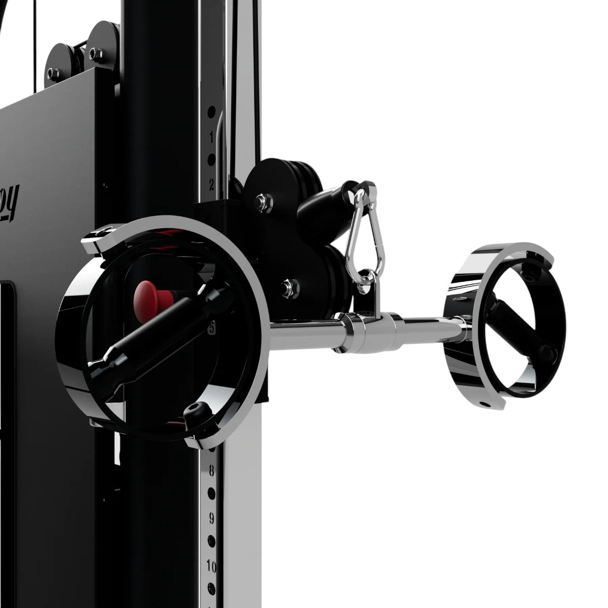 Troy Barbell VTX SBCB-23 SupraBar Cable Curl Bar attached to cable-cross.