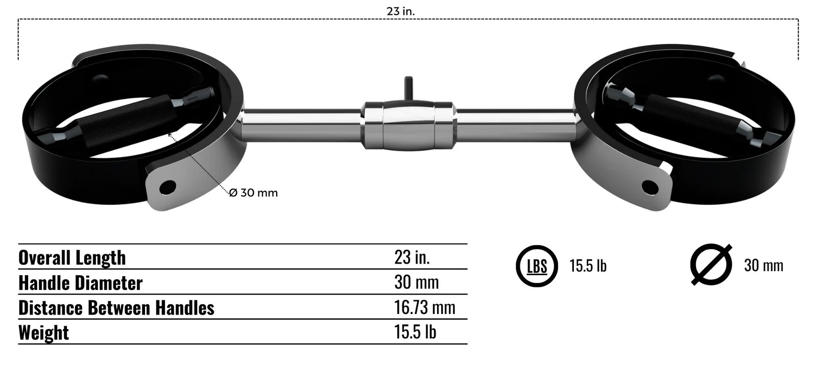 Troy Barbell VTX SBCB-23 SupraBar Cable Curl Bar Specifications.