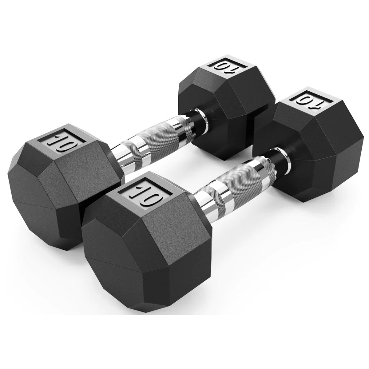 Troy Barbell VTX SD-010R 8 Sided Rubber Encased 10lb Dumbbell close-up.