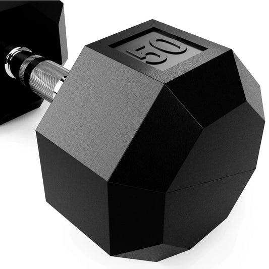 Troy Barbell VTX SD-050R 8 Sided Rubber Encased 50lb Dumbbell.