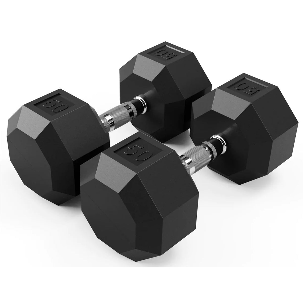 Troy Barbell VTX SD-050R 8 Sided Rubber Encased 50lb Dumbbell pair.