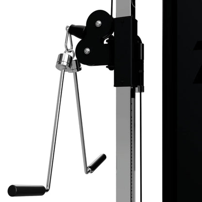 Troy Barbell VTX SPR-22 SupraBar Spreader Bar attached to functional trainer side view.
