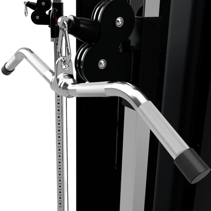 Troy Barbell TCB-28S Multi-Purpose Deluxe Curl Bar attached to functional trainer.