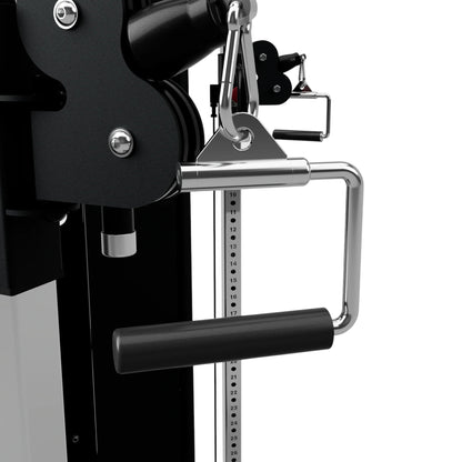 Troy Barbell TCCH-R Revolving Stirrup Handle with Rubber Grip attached to cable-cross.