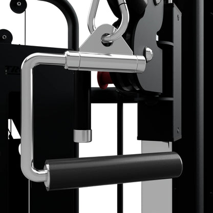 Troy Barbell TCCH-R Revolving Stirrup Handle with Rubber Grip attached to cable-cross front view.