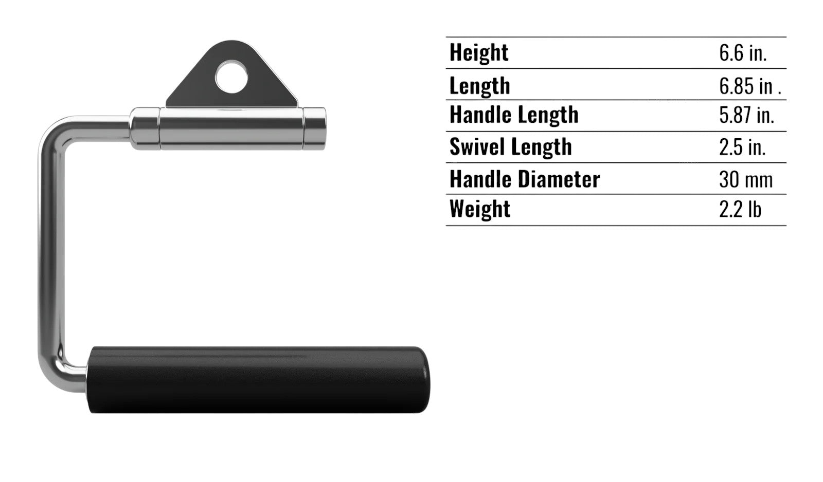Troy Barbell TCCH-R Revolving Stirrup Handle with Rubber Grip specifications.