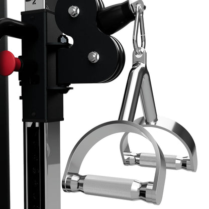 Troy Barbell TDSH Double Stirrup Handle attached to functional trainer.