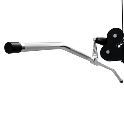 Troy Barbell TLB-48S High Quality Lat Bar attached to functional trainer.