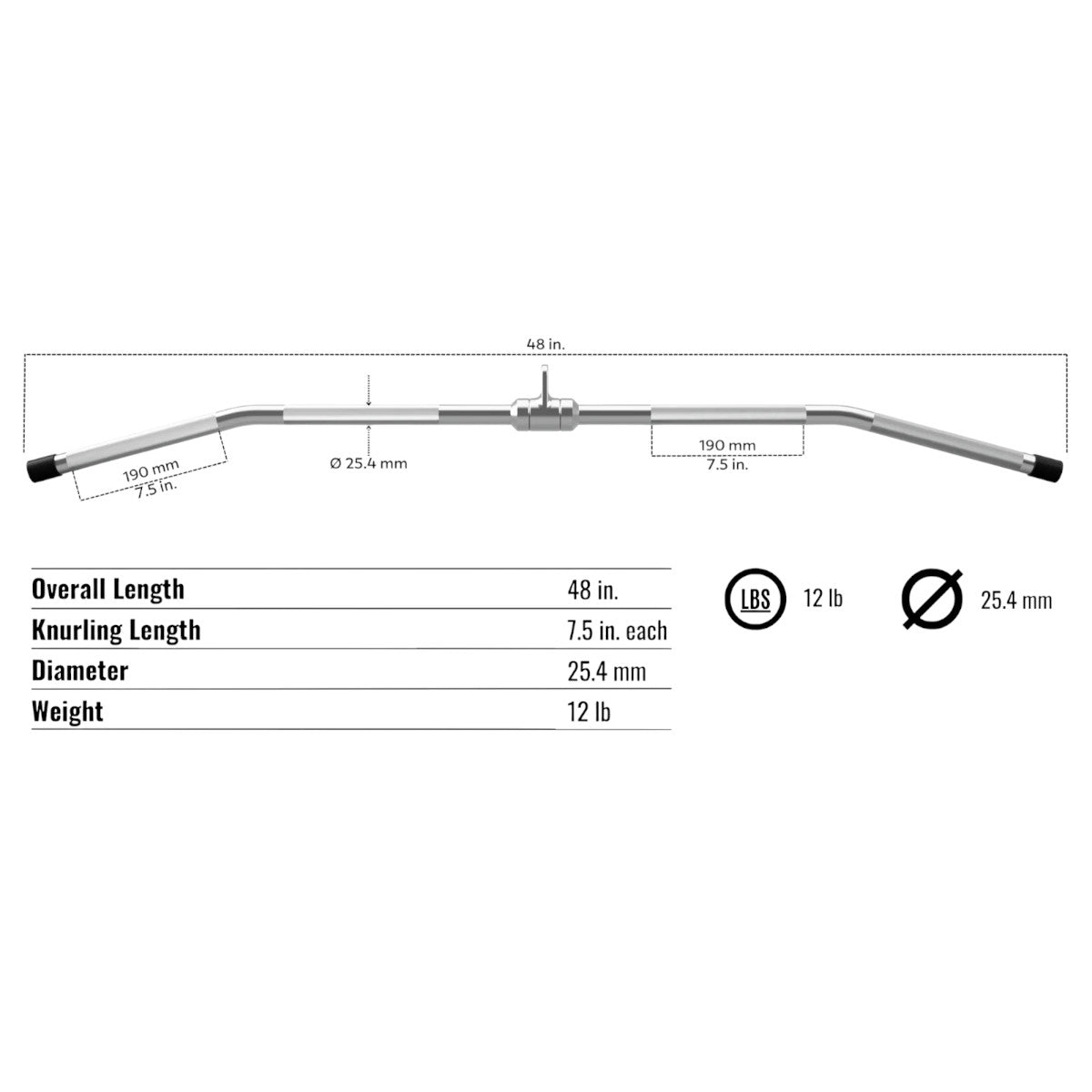 Troy Barbell TLB-48S High Quality Lat Bar Specifications.