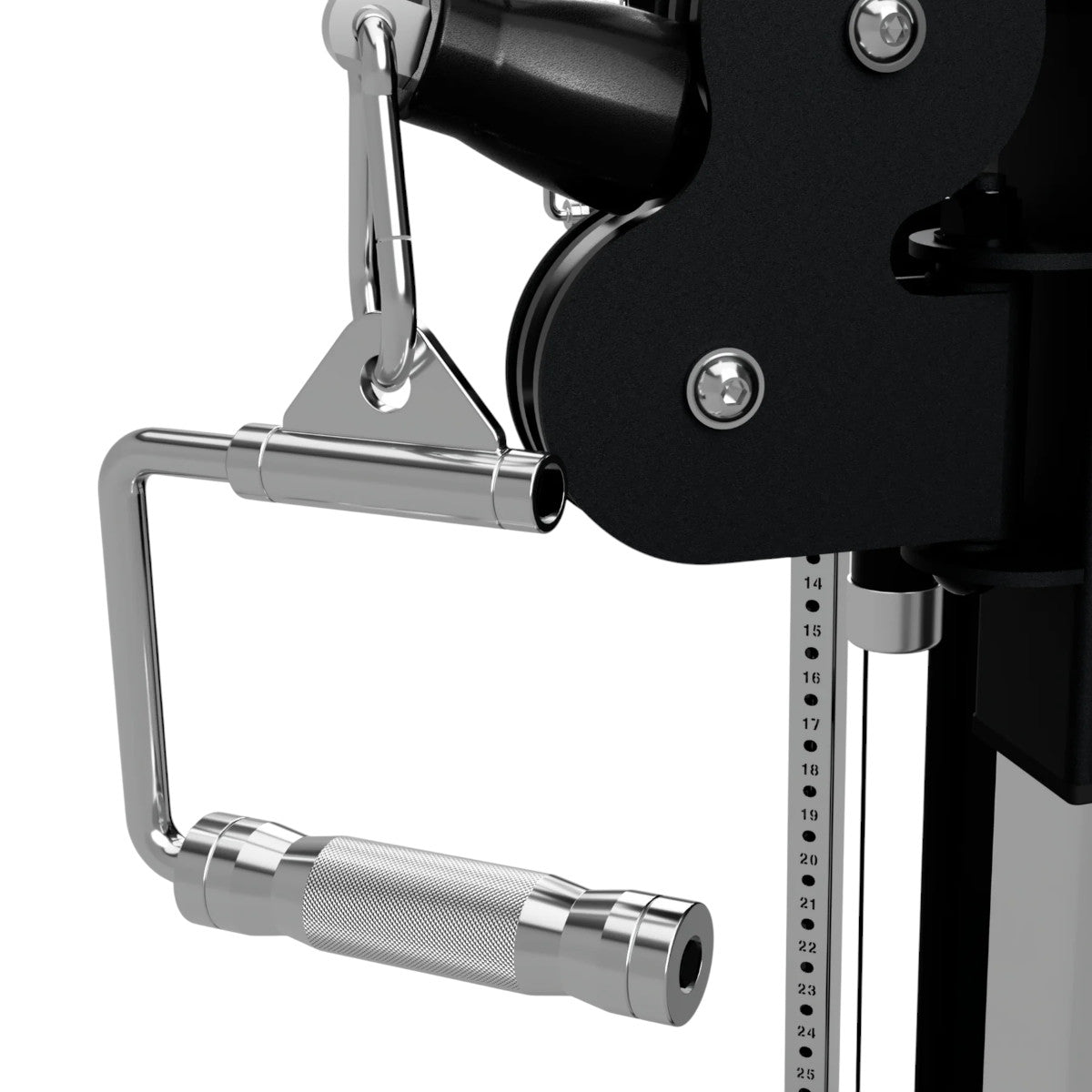 Troy Barbell USA Sports TOCH-S Revolving Stirrup Handle attached to functional trainer.