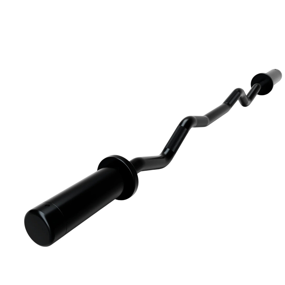 Troy Barbell TOZ-47 Black Olympic Curl Bar close-up angle view.