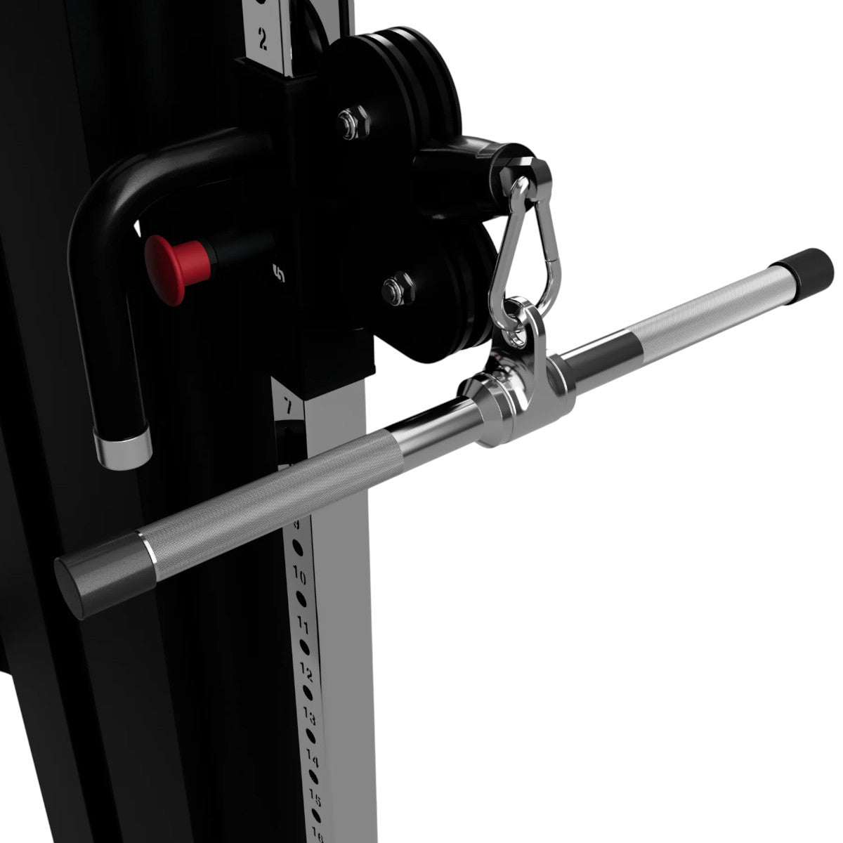 Troy Barbell USA Sports TSB-20S 20" Multi-Purpose Deluxe Straight Bar attached to cable-cross.