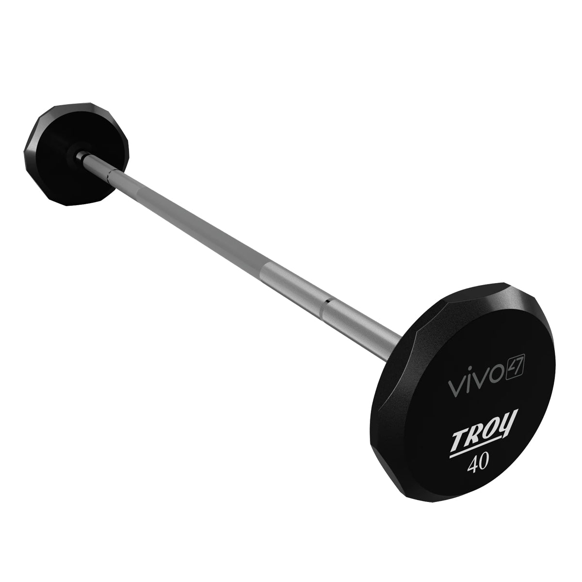 Troy Barbell TSB-040U 12 Sided Straight Urethane Barbell 40 lb with vivo logo.