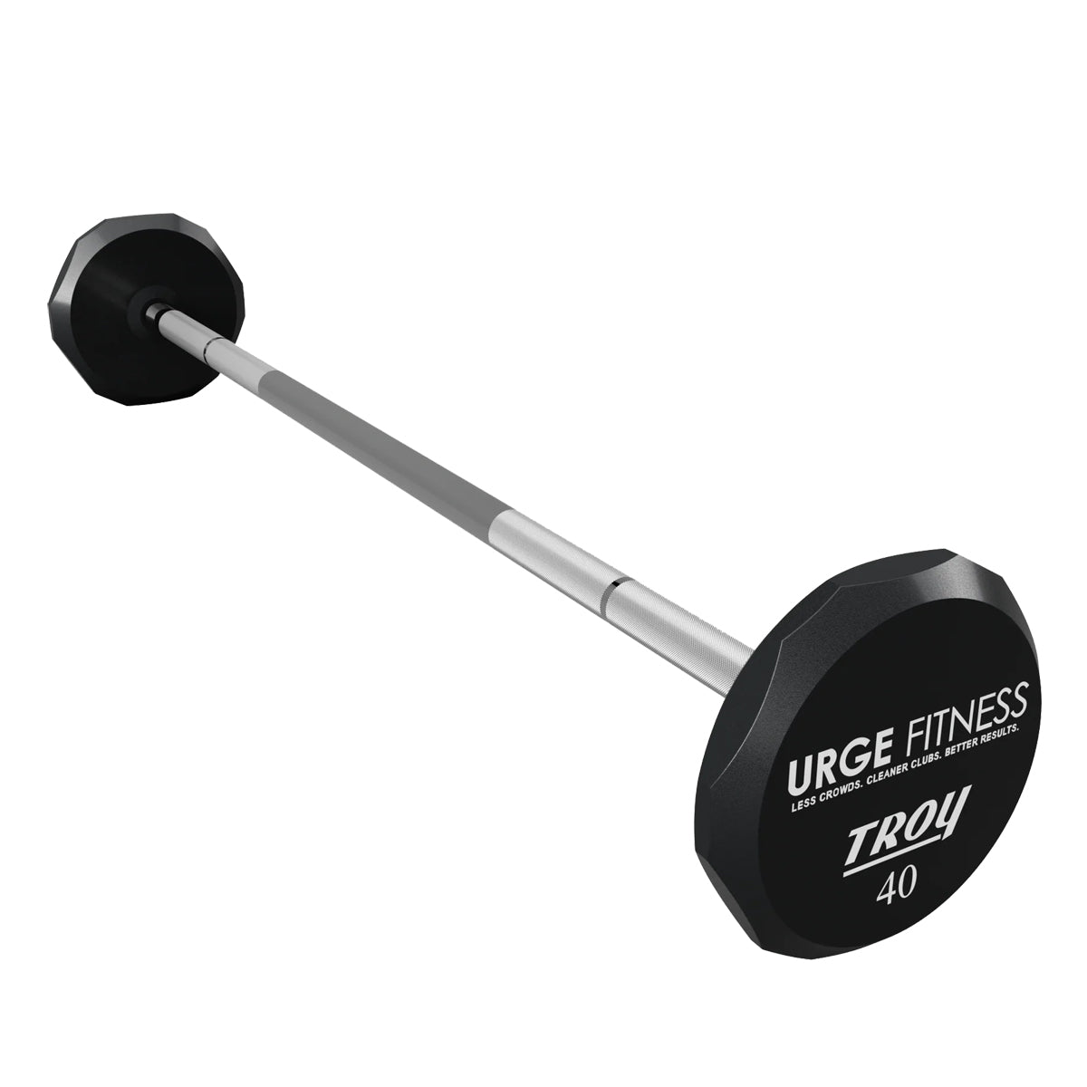 Troy Barbell TSB-040U 12 Sided Straight Urethane Barbell 40 lb with urge fitness logo.