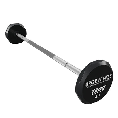 Troy Barbell TSB-040U 12 Sided Straight Urethane Barbell 40 lb with urge fitness logo.