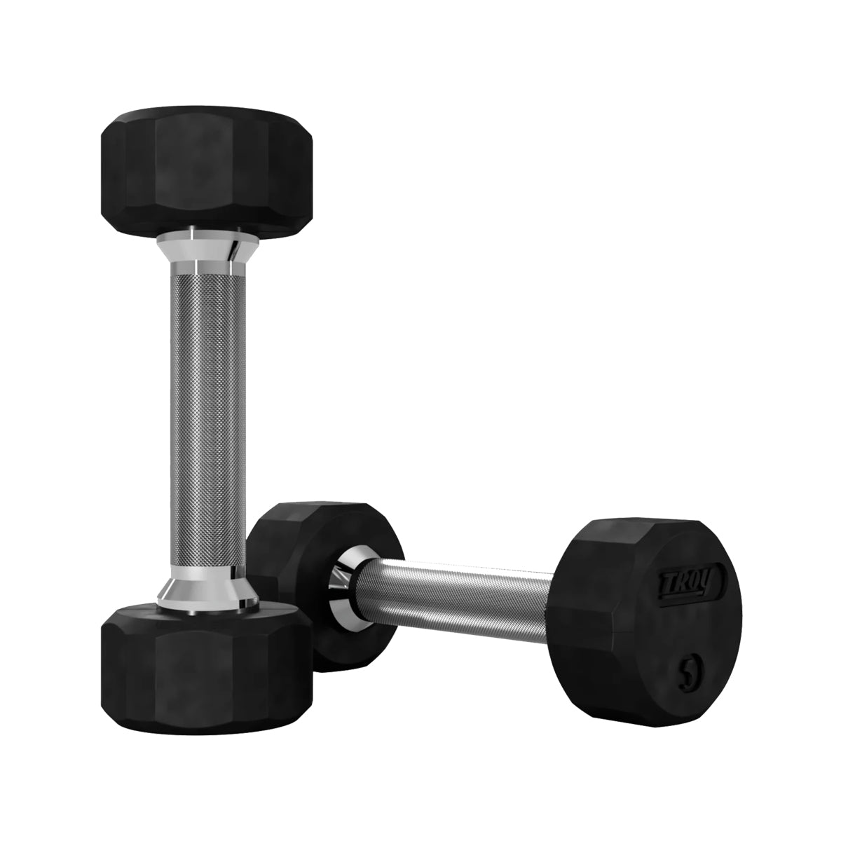 Troy Barbell TSD-005R 12 Sided Rubber Encased 5lb Dumbbells.