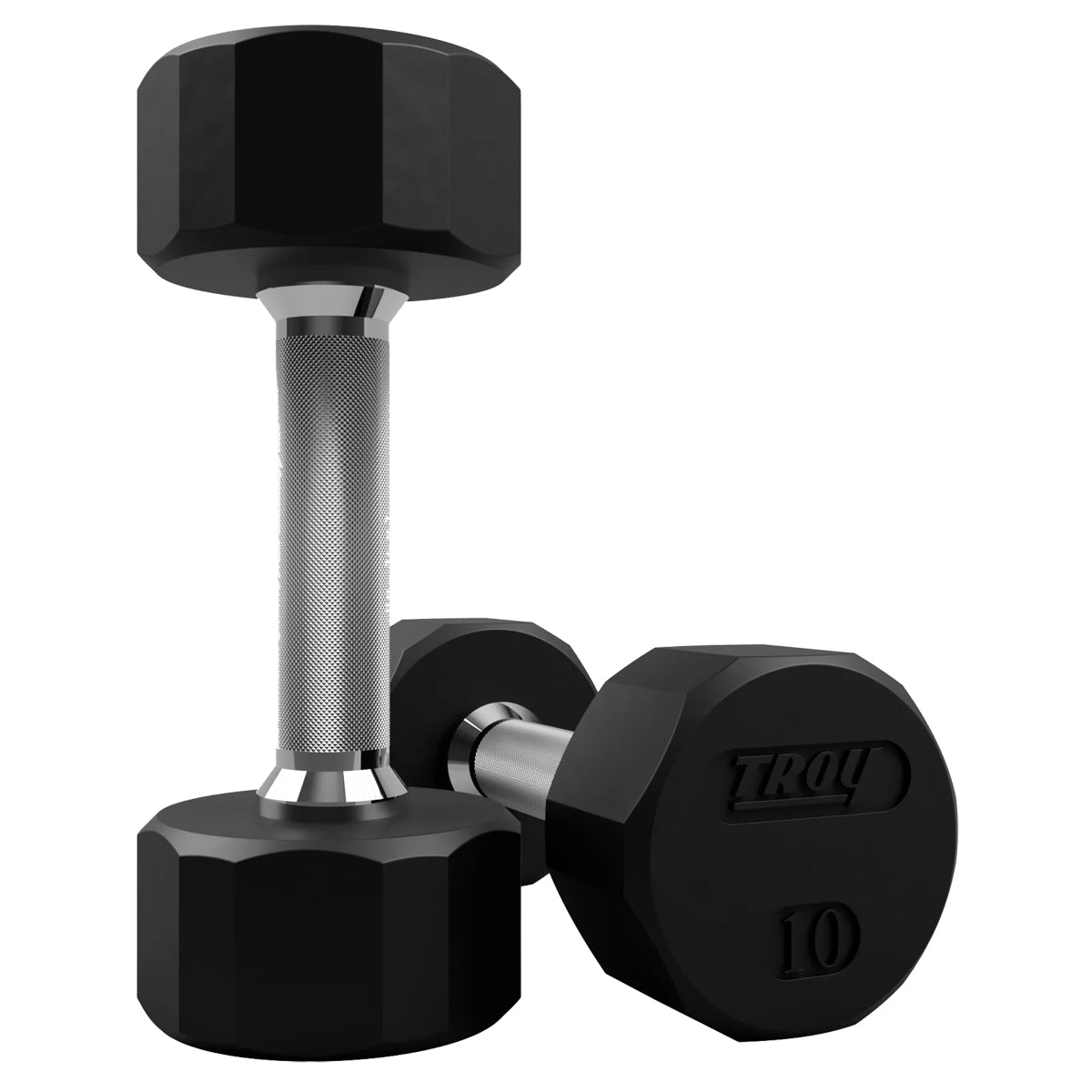 Troy Barbell TSD-010R 12 Sided Rubber Encased 10lb Dumbbell pair.