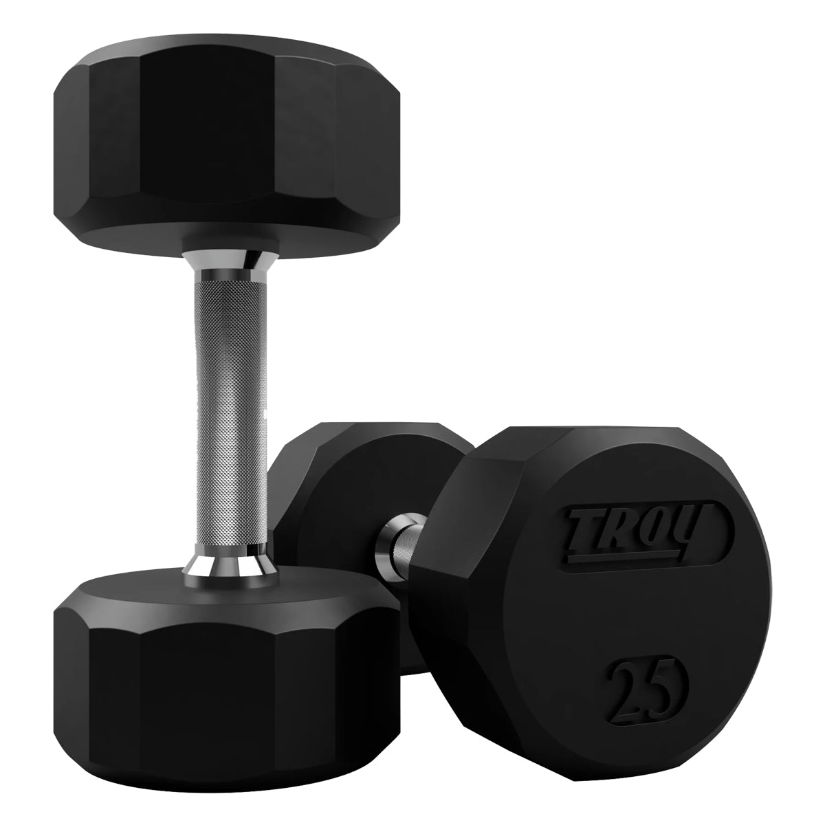 Troy Barbell TSD-025R 12 Sided Rubber Encased 25lb Dumbbells.