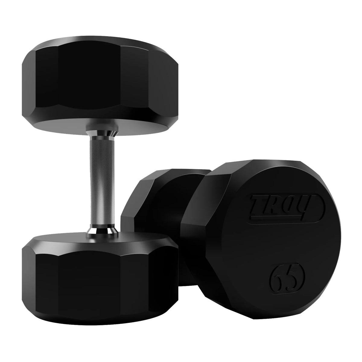 Troy Barbell TSD-065R 12 Sided Rubber Encased 65lb Dumbbells.