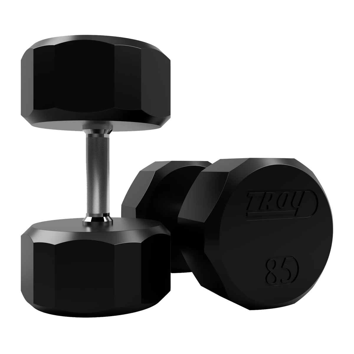 Troy Barbell TSD-085R 12 Sided Rubber Encased 85lb Dumbbells.