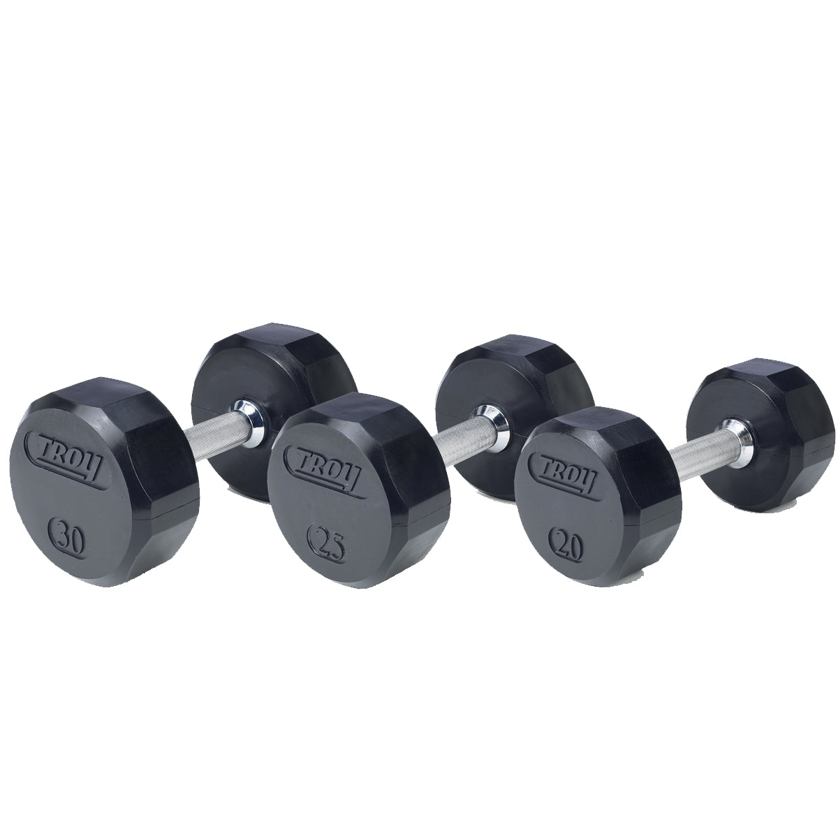 Troy Barbell TSD-R 12 Sided Rubber Encased Dumbbells.