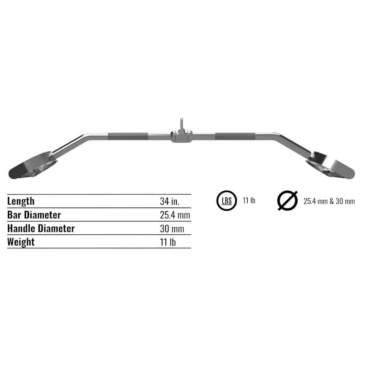 Troy Barbell USA Sports TSPLB-34S 34" Cambered Pro Style Lat Bar Specifications.