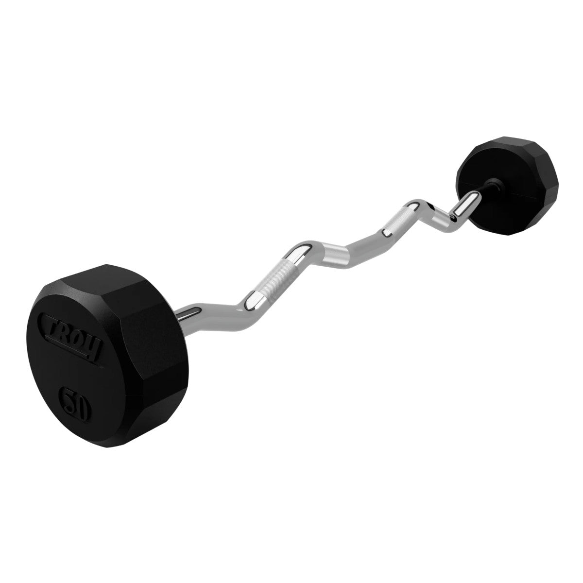 Troy Barbell 12 Sided EZ Curl Rubber Encased Barbell 50 lb.