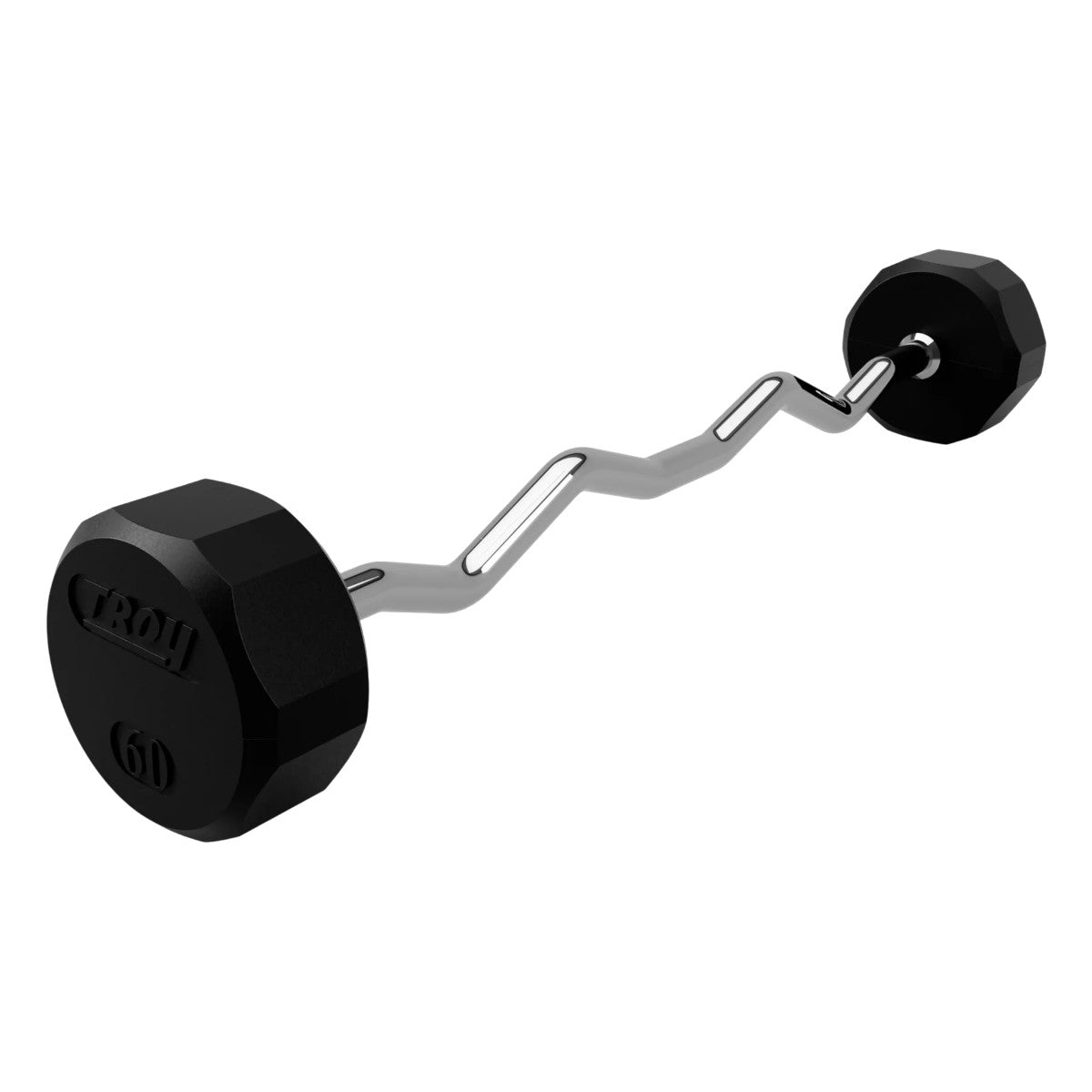 Troy Barbell 12 Sided EZ Curl Rubber Encased Barbell 60 lb.