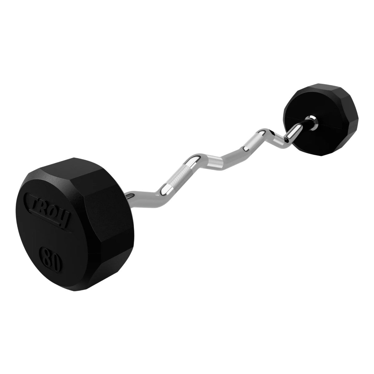 Troy Barbell 12 Sided EZ Curl Rubber Encased Barbell 80 lb.