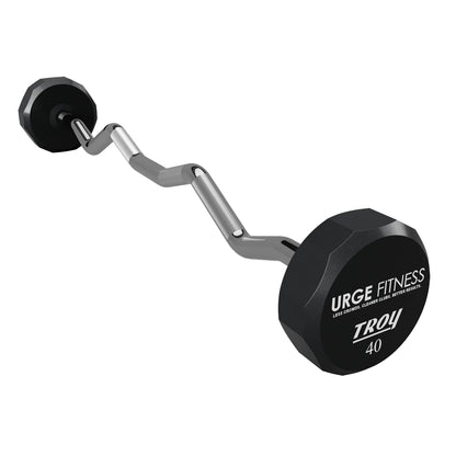Troy Barbell TZB-040U 12 Sided EZ Curl Urethane Barbell 40 lb. Custom Logo Urge Fitness.