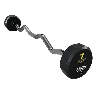 Troy Barbell TZB-040U 12 Sided EZ Curl Urethane Barbell 40 lb. Custom Logo Seven Days Gold.