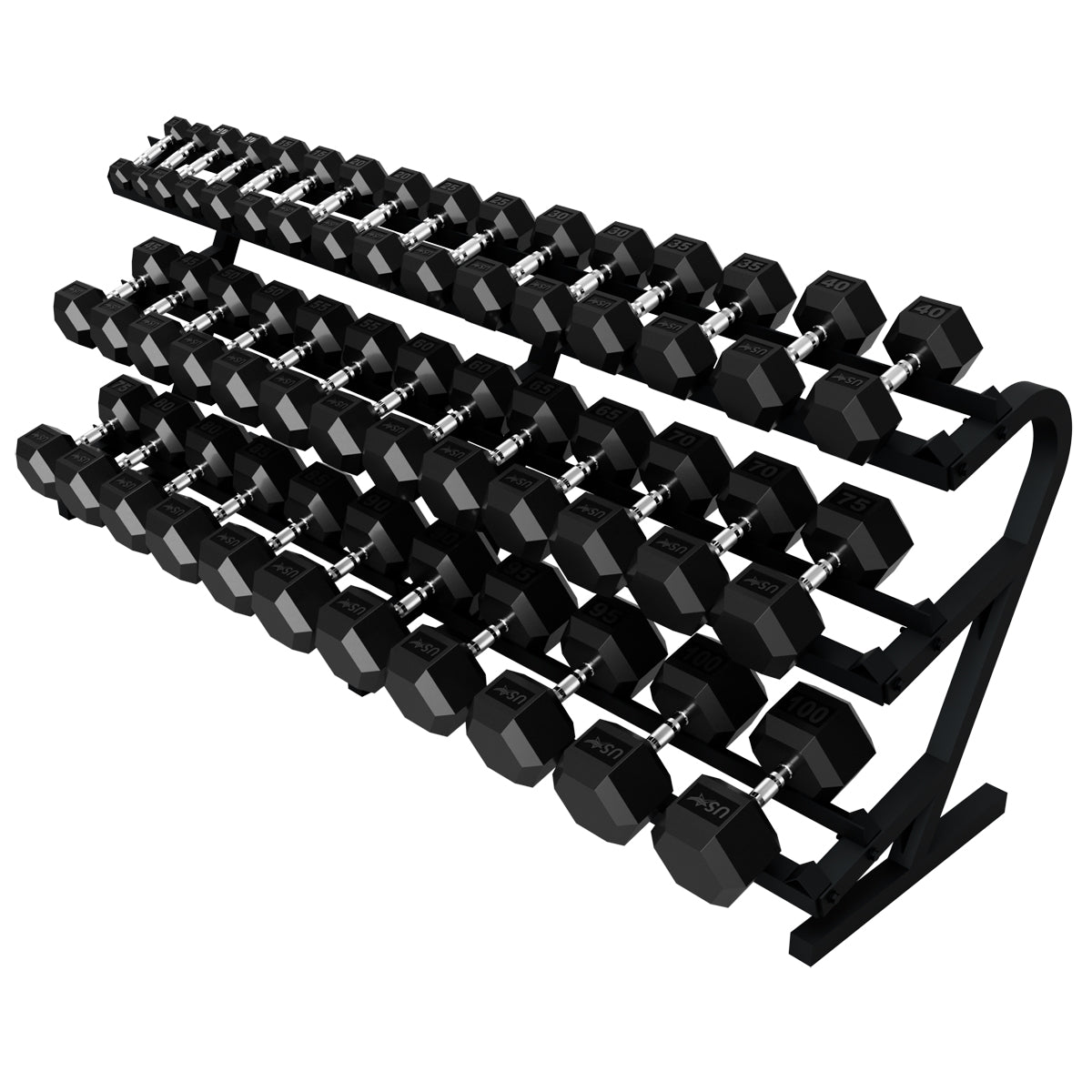 Troy Barbell USA Sports VERTPAC-HDR100 Rubber Encased Dumbbell Package.