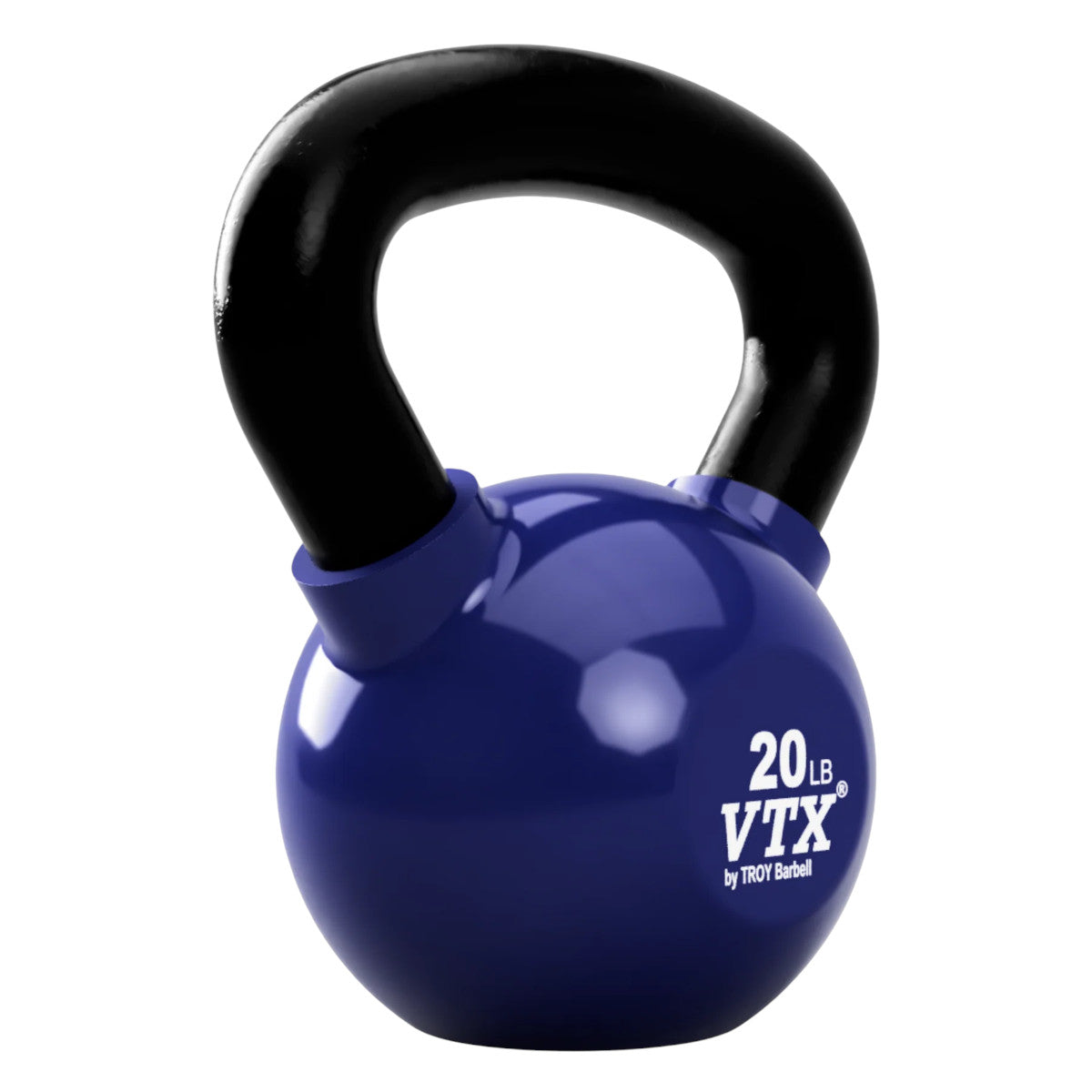 Troy Barbell VTX VKB 20 lb Blue Vinyl Kettlebell.