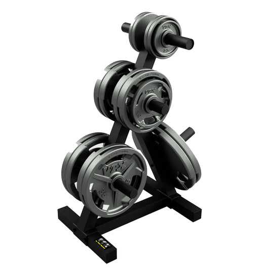 Troy Barbell VTX GO-V Olympic Plates on TOPT plate rack.
