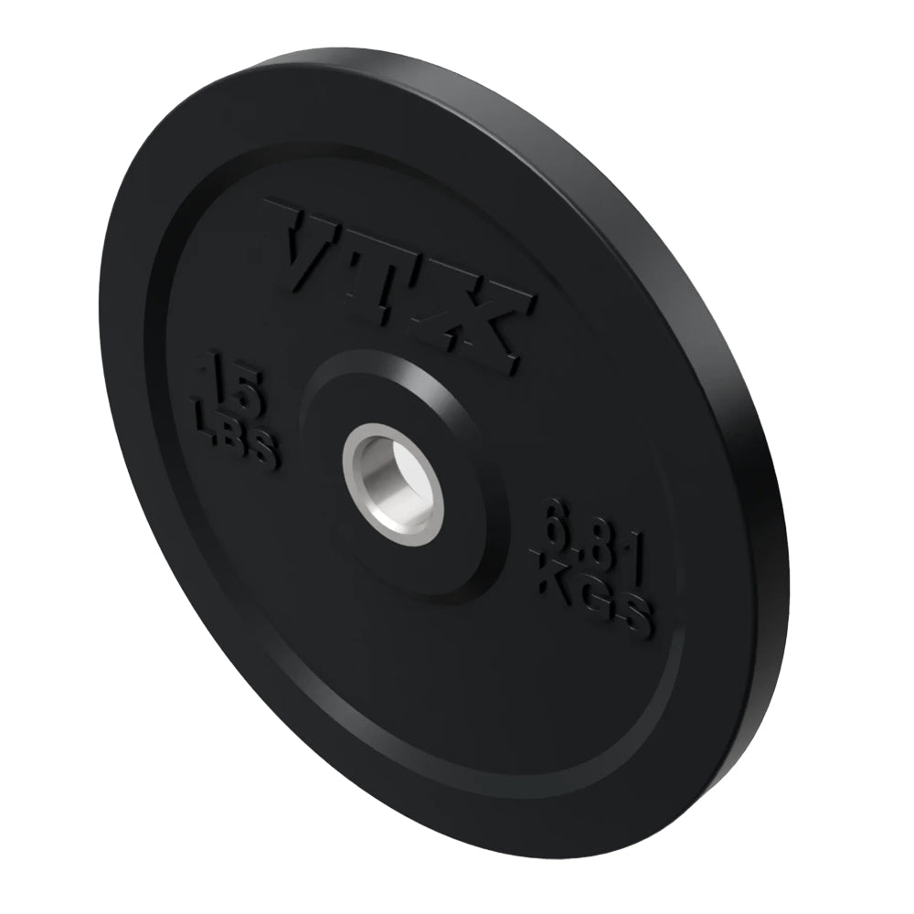 Troy Barbell VTX O-015SBP 15 lb Black Bumper Plate.