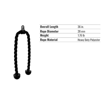 Troy Barbell VTX VTR-36 Triceps Rope Specifications.