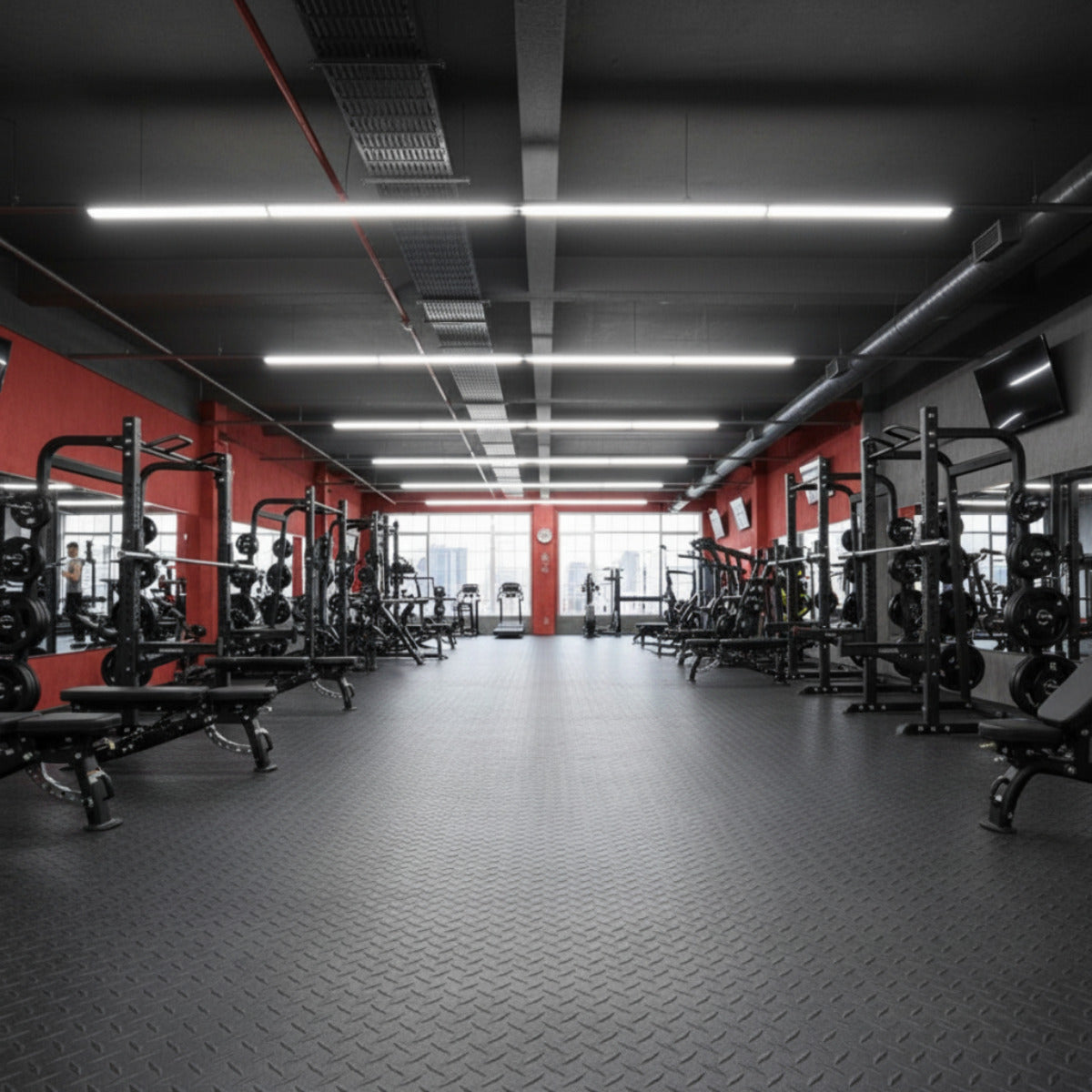 SuperMats 4 x 6 Rubber Gym Mats Made in USA shown in gym