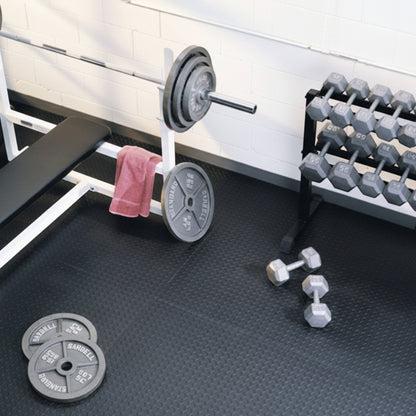SuperMats 4 x 6 Rubber Gym Mats Made in USA shown in home gym